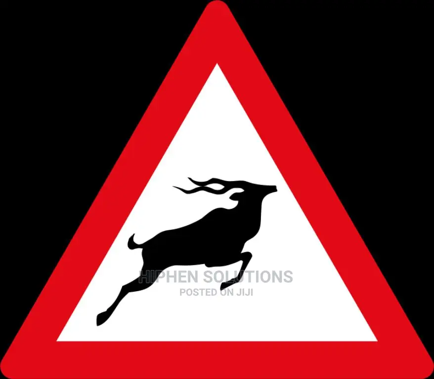 Wild Animals Yellow Road Sign For