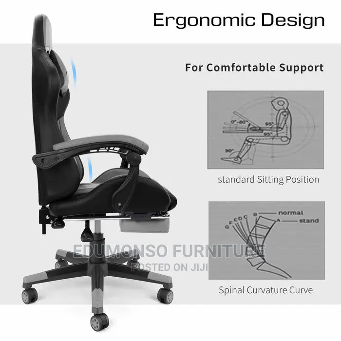 Furgle Pro Series Gaming Chair With Footrest - Gray