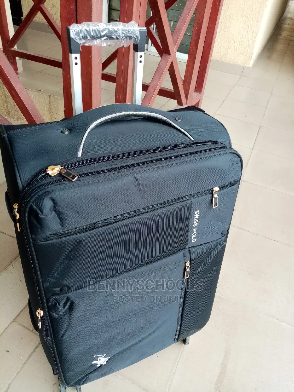 Medium Black Swiss Polo Traveling Luggage Box