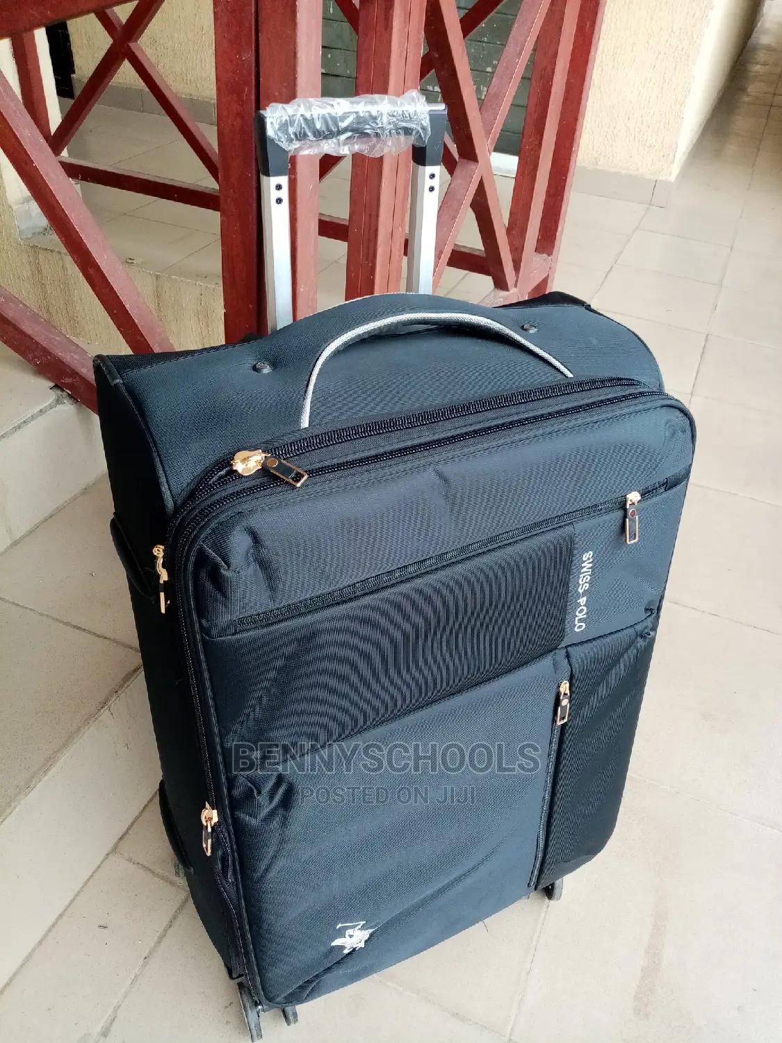Medium Black Swiss Polo Traveling Luggage Box
