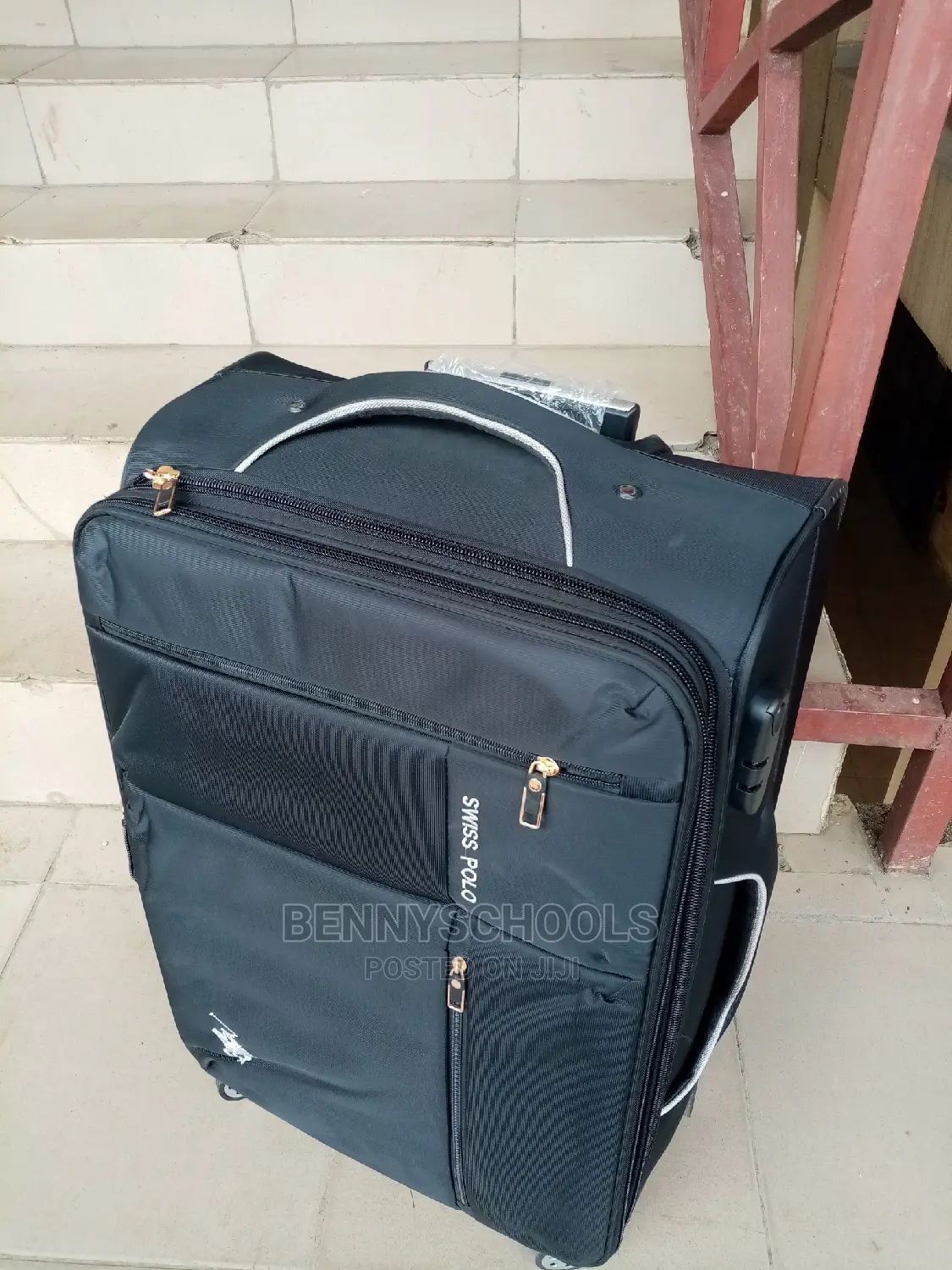 Medium Black Swiss Polo Traveling Luggage Box