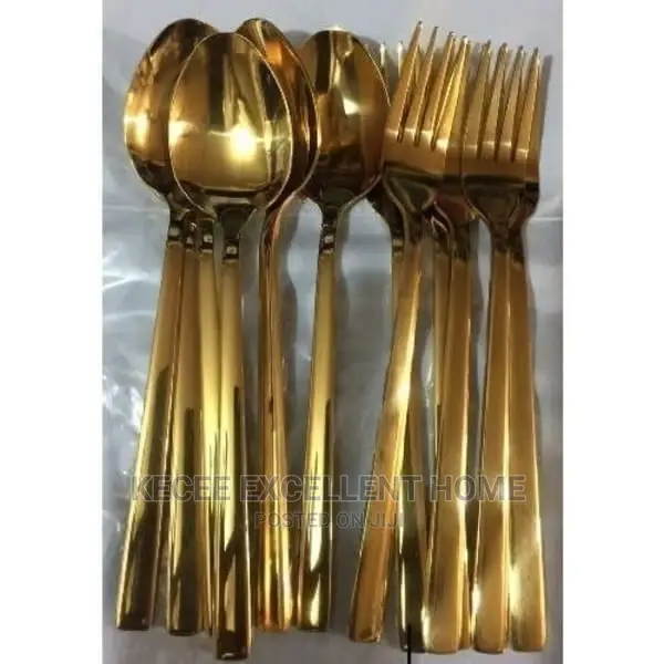 Gold Plated Cutlery Set - Fork and Spoon - 12 Pieces