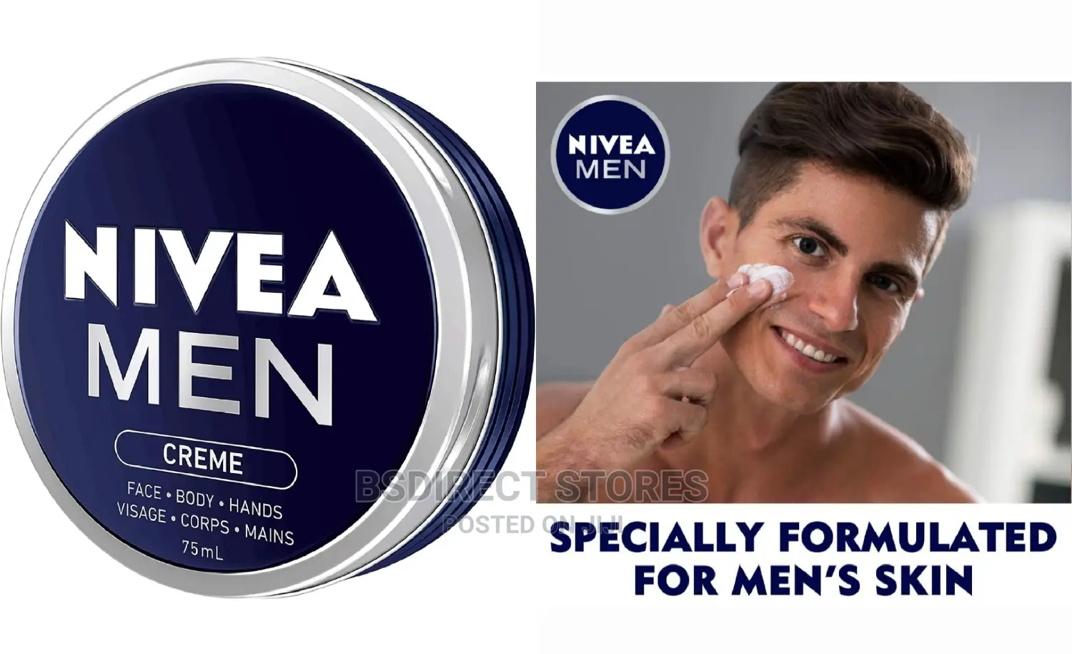 Nivea 75ml Men's 3-in-1 Moisturising Cream Face Hand Body