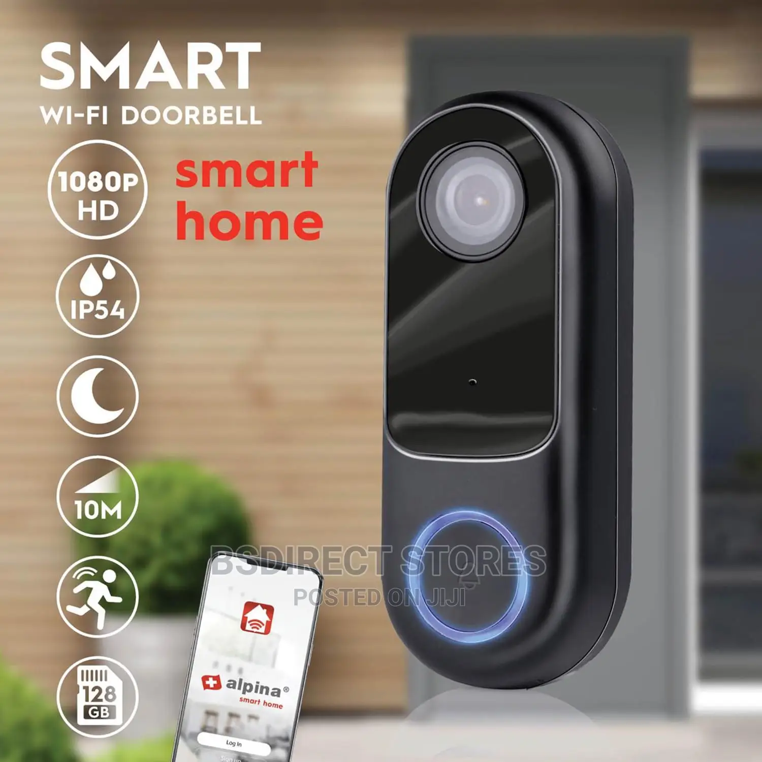 Alpina Smart Home Wi-Fi Camera 2-Way Audio Doorbell + Chime