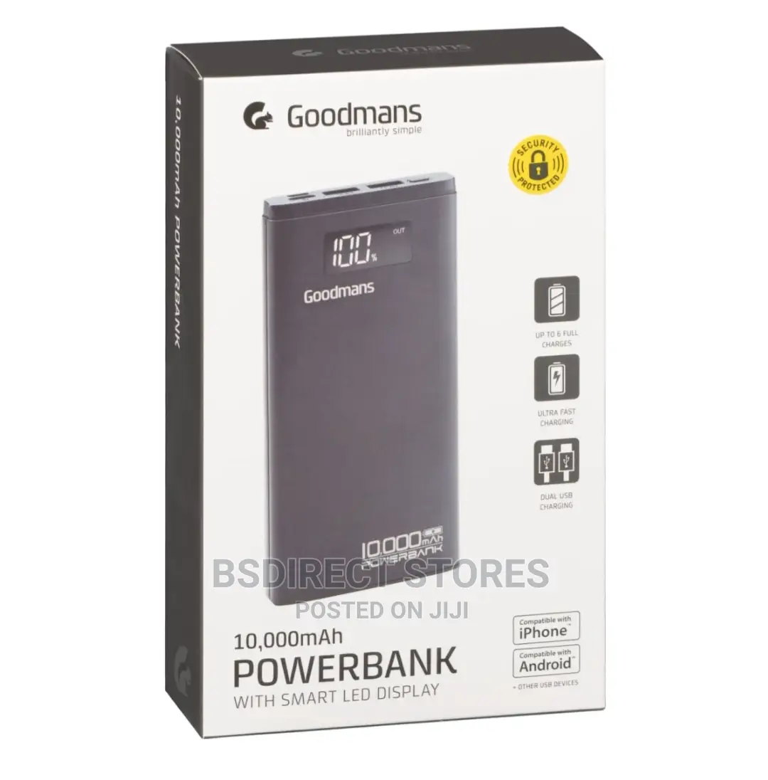 Goodmans Power Bank BLACK 10,000mah With Smart LED Display