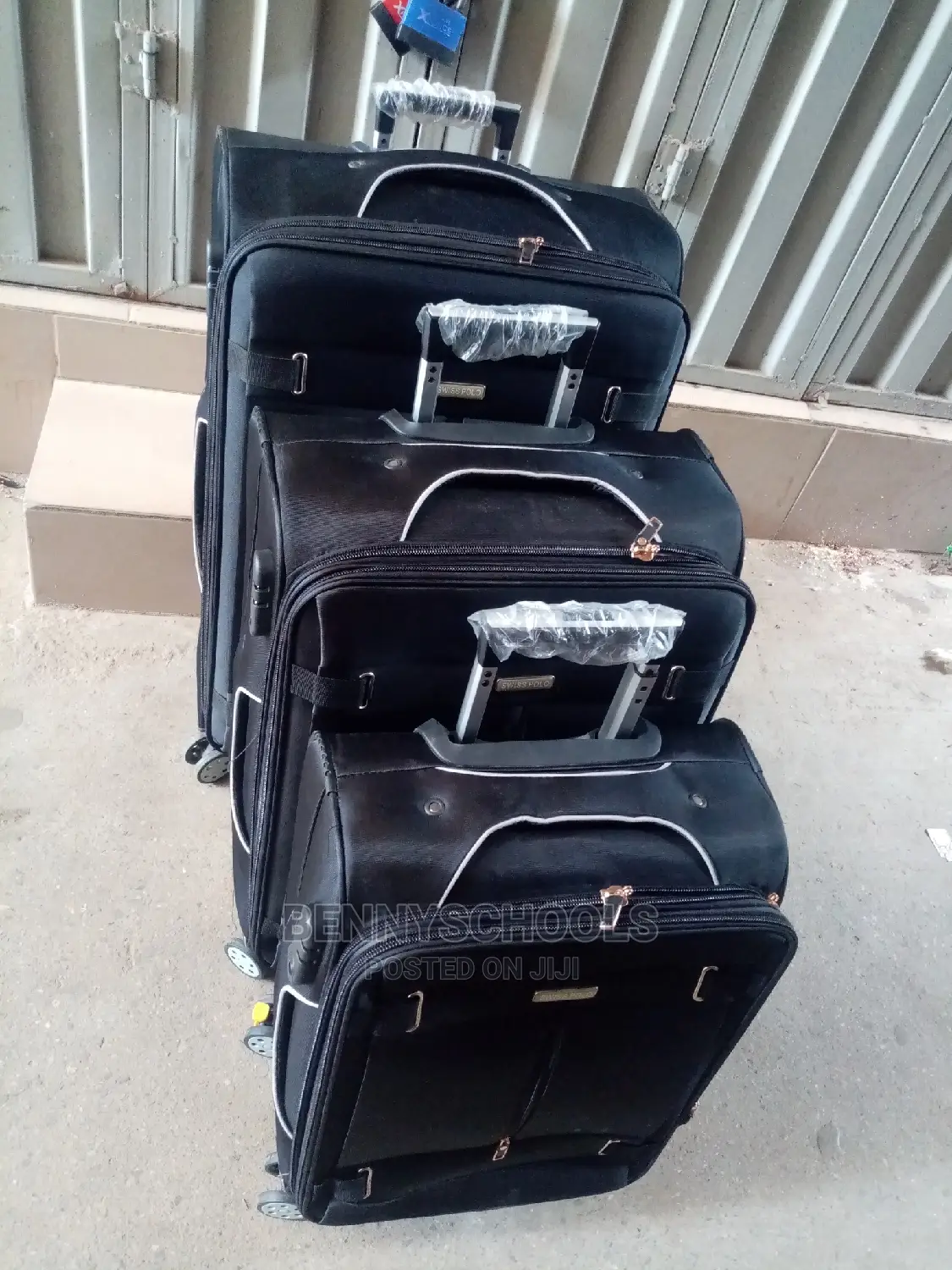 Set of 3 Black Swiss Polo Traveling Luggage Boxes