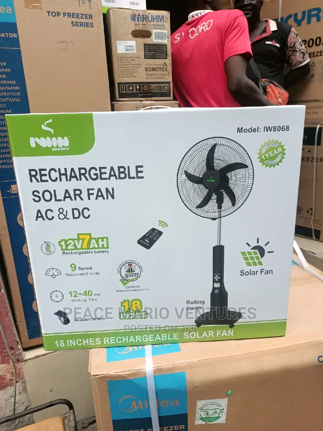 Best Quality Iwin Rechargeable Solar Fan With 2years Waranty