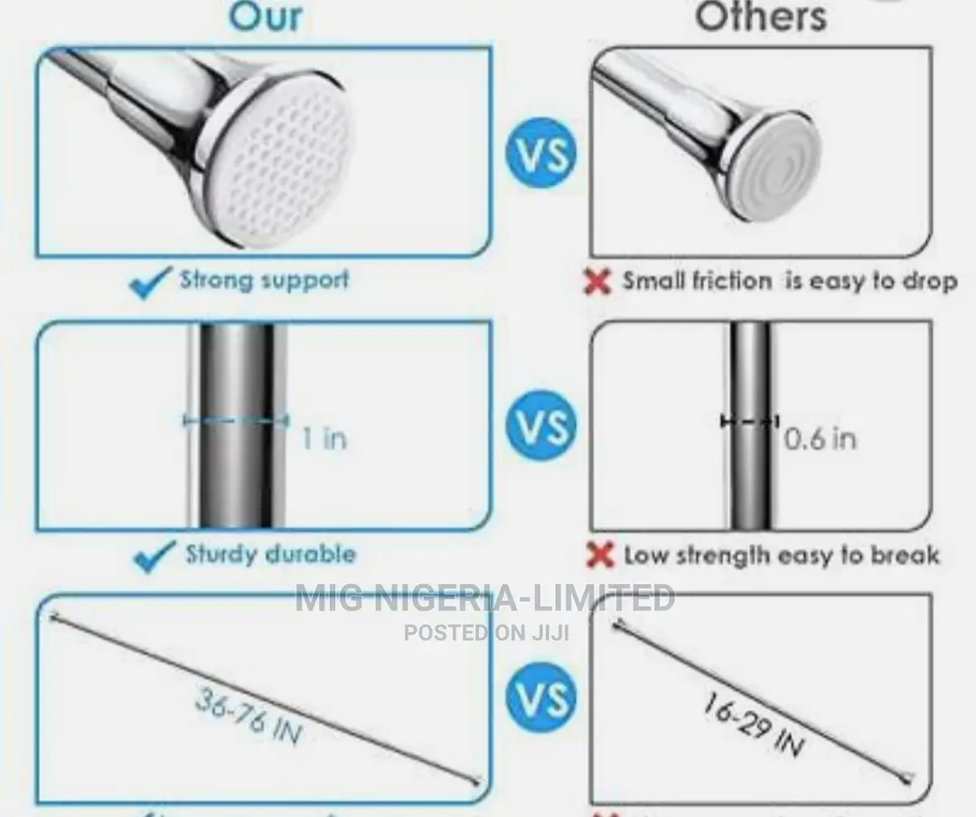 Shower Curtain Rod Stainless Steel Spring Tension Rod