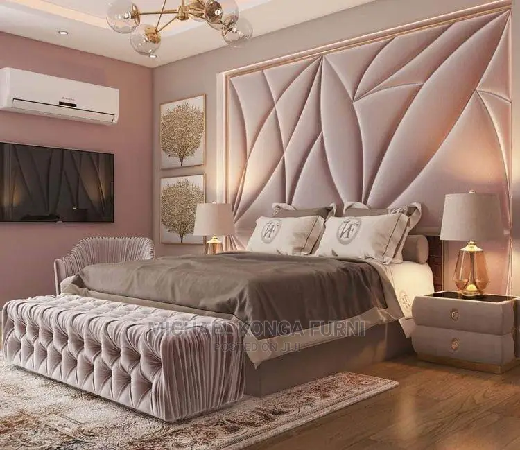 Wall Clapped Bed With Ottoman and Bedside