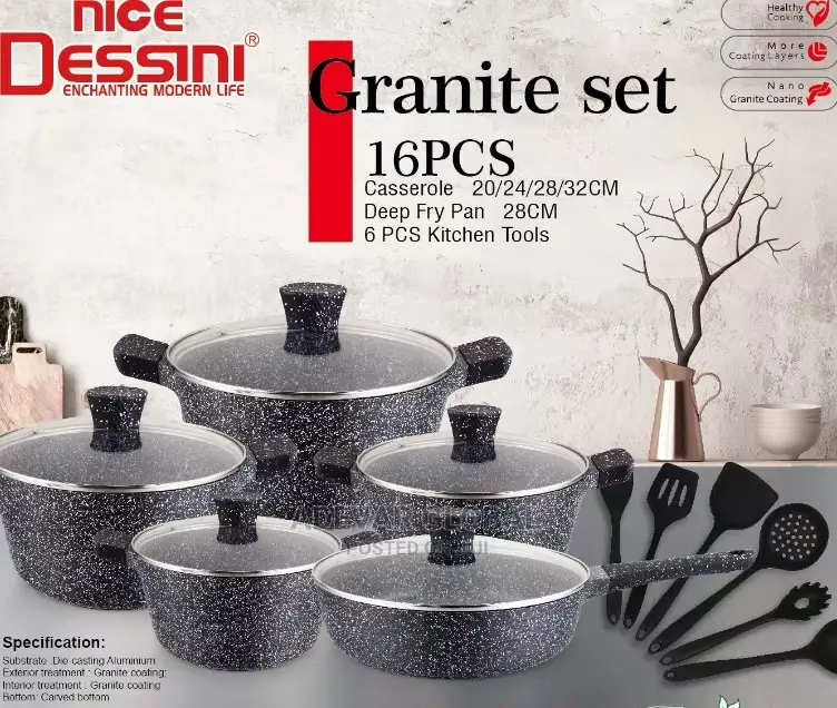 16 PCS JIO Pot Granite Cooking Set