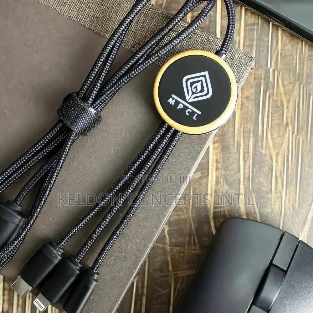 Bamboo 2 Sides Led Logo 3 in 1 Fastcharging Cable Moq:500pcs
