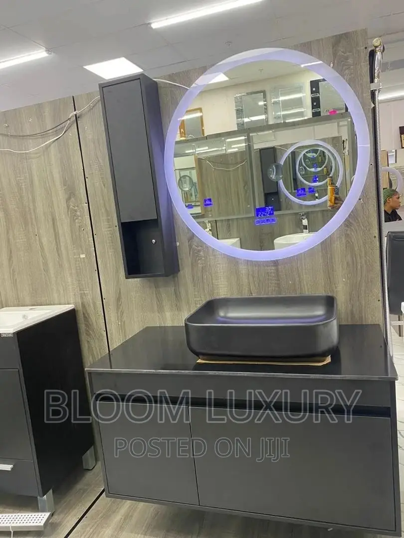 Cabinet With Led Mirror And Side Shelf