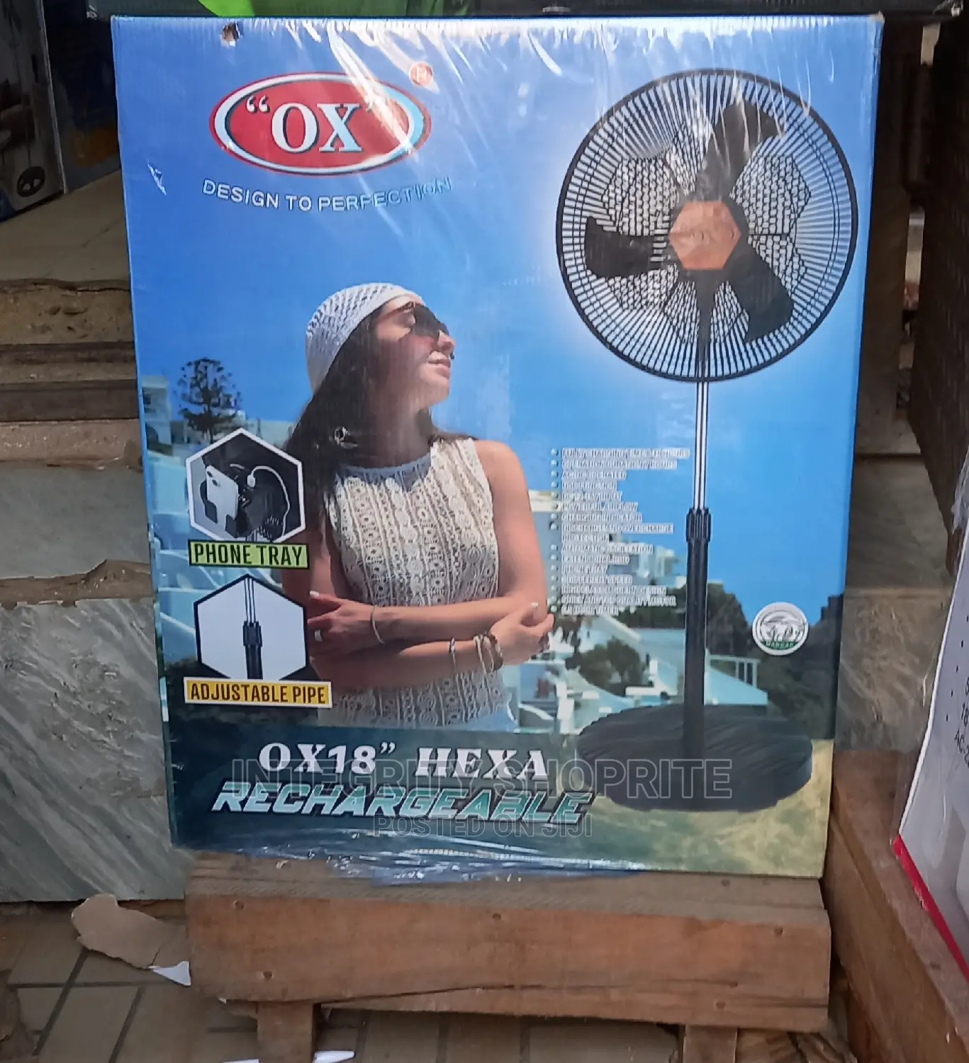 Ox Hexa Rechargeable Standing 18" Fan