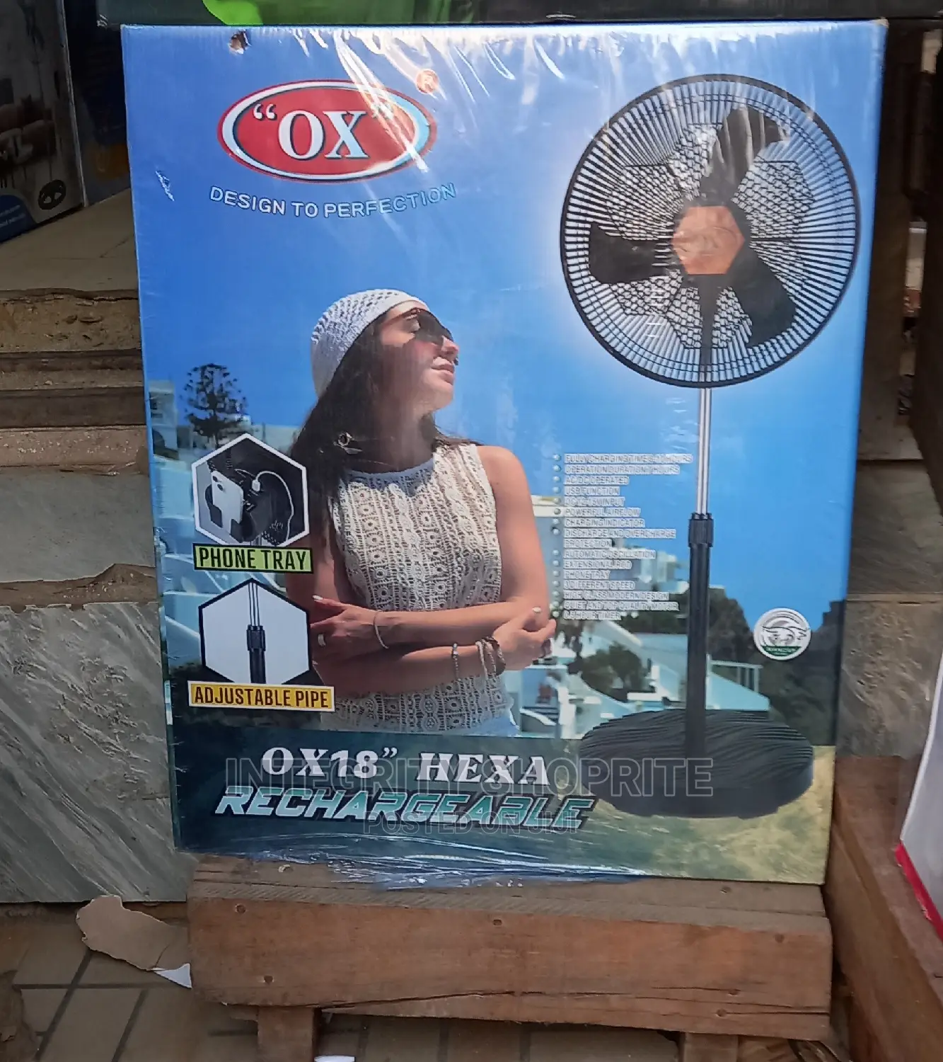 Ox Hexa Rechargeable Standing 18" Fan