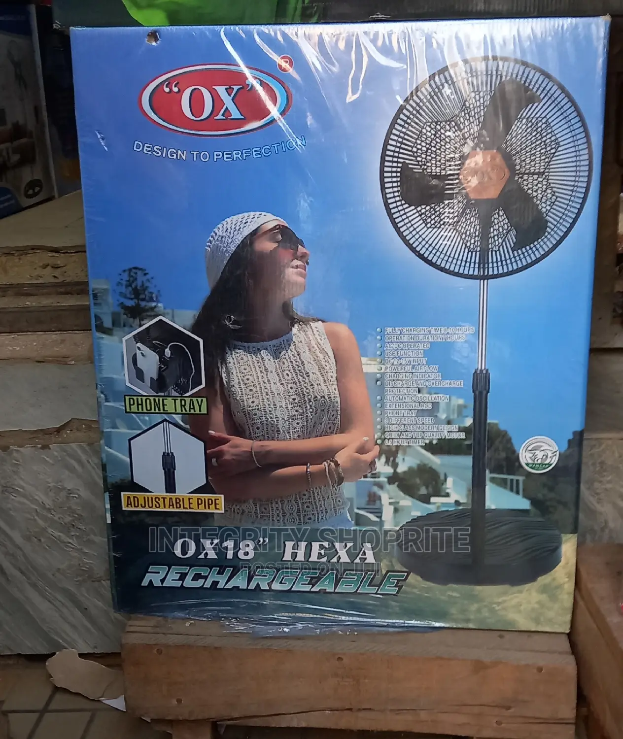 Ox Hexa Rechargeable Standing 18" Fan