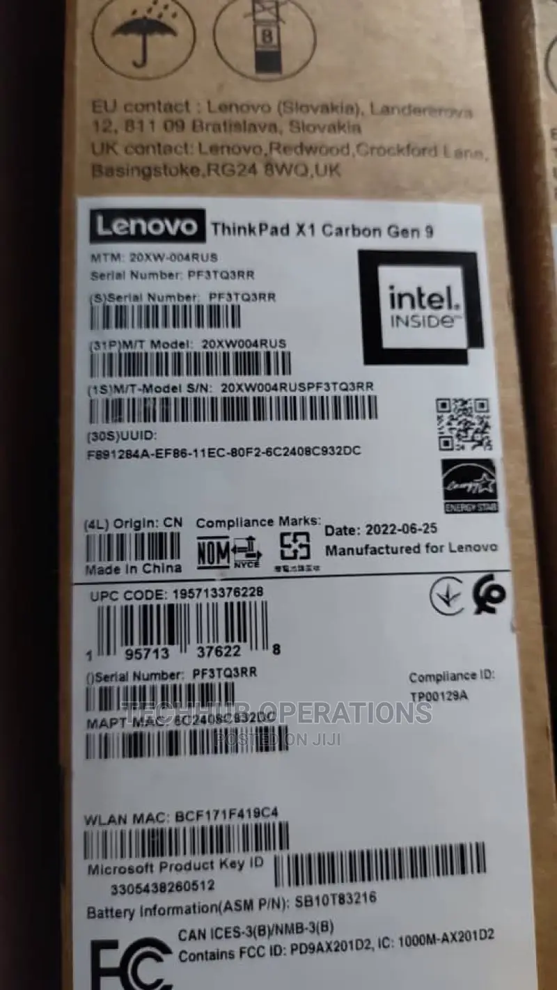 New Laptop Lenovo ThinkPad X1 Carbon 16GB Intel Core i7 SSD 512GB