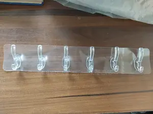 Strong Adhesive 6 in 1 Wall Stick Hook - Long Transparent