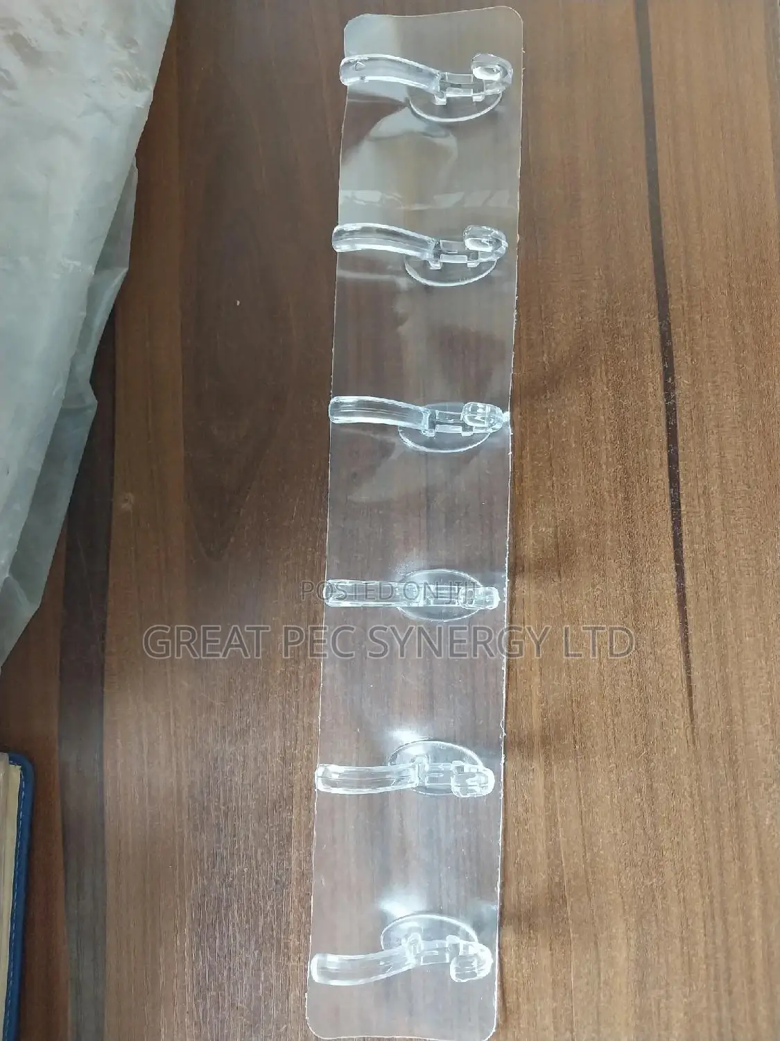Strong Adhesive 6 in 1 Wall Stick Hook - Long Transparent