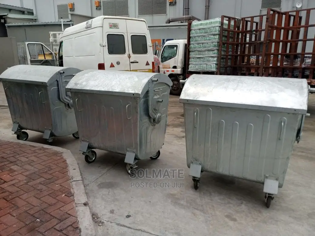 1100 Litre Galvanized Metal Waste Container With Dome Lid