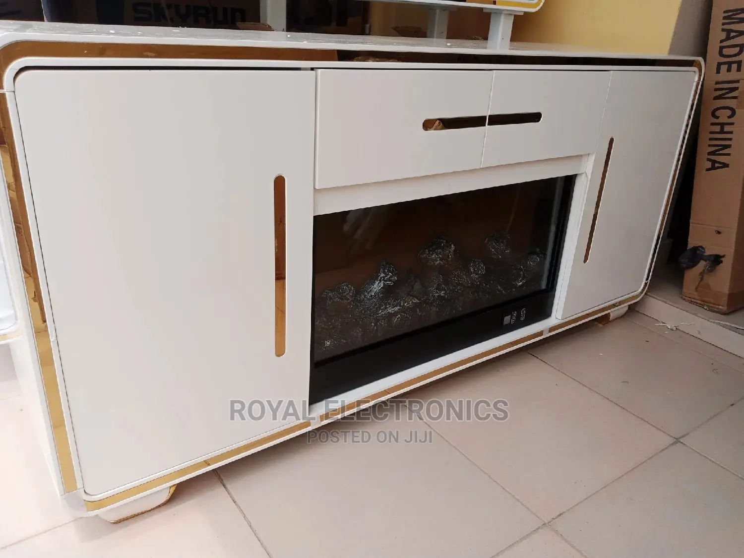 Modern Imported TV Stand With Electric Fire Display