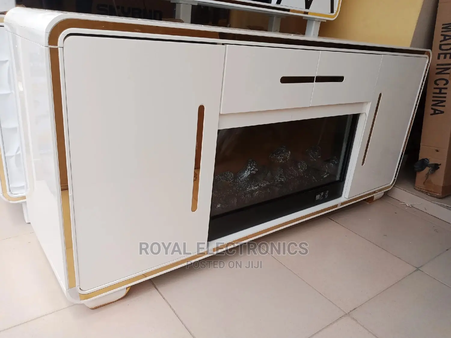 Modern Imported TV Stand With Electric Fire Display