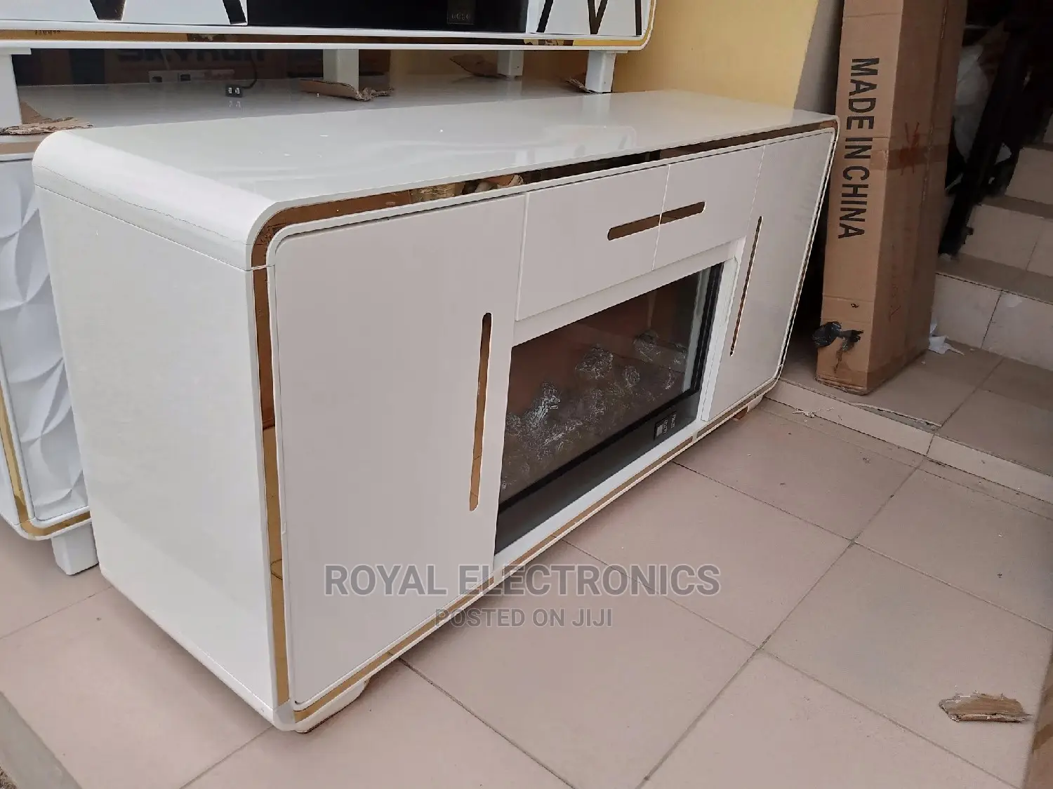 Imported TV Stand With Electric Fire Display