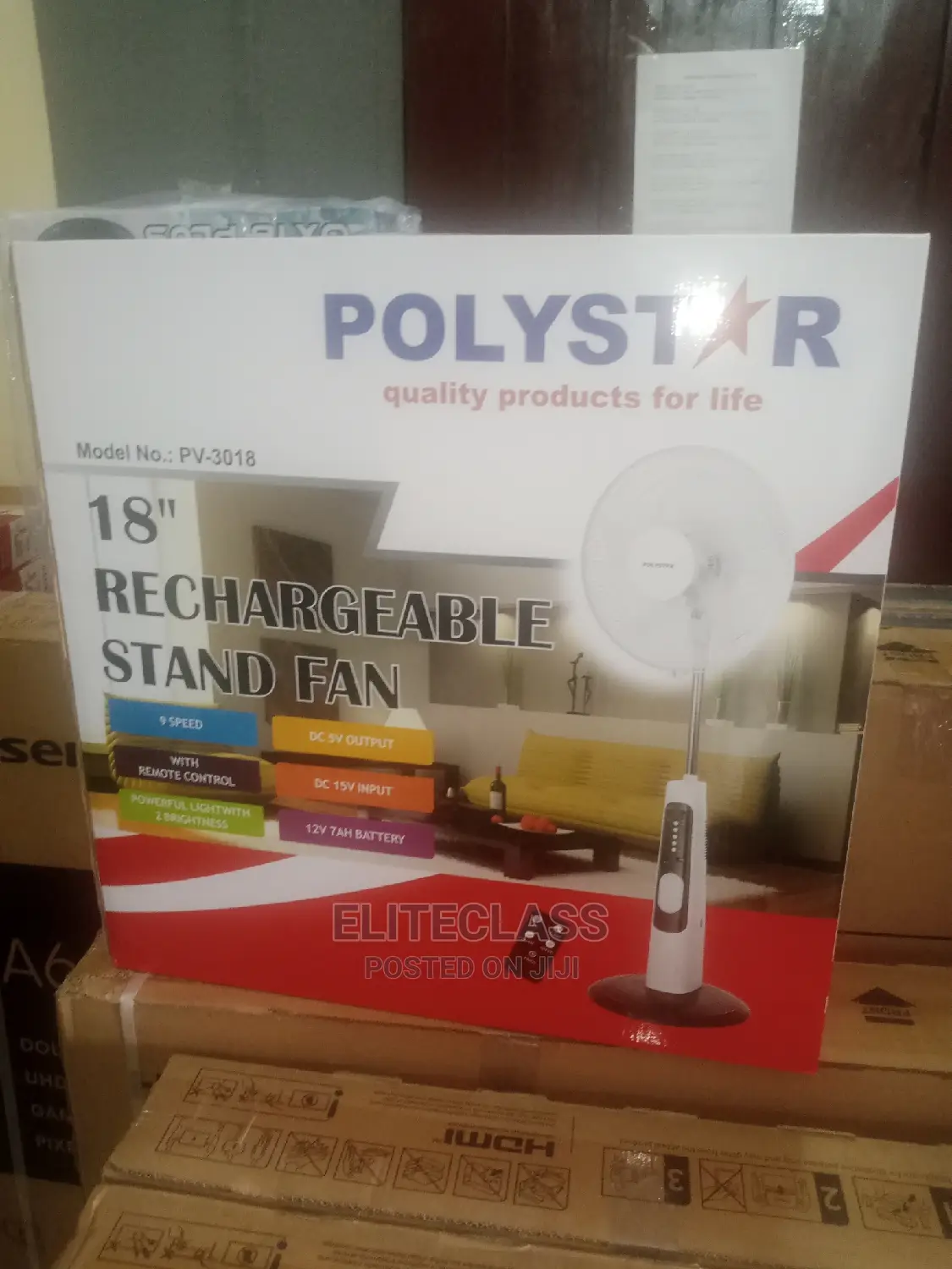 Pv-3018 Polystar 18 Inches Rechargeable Fan