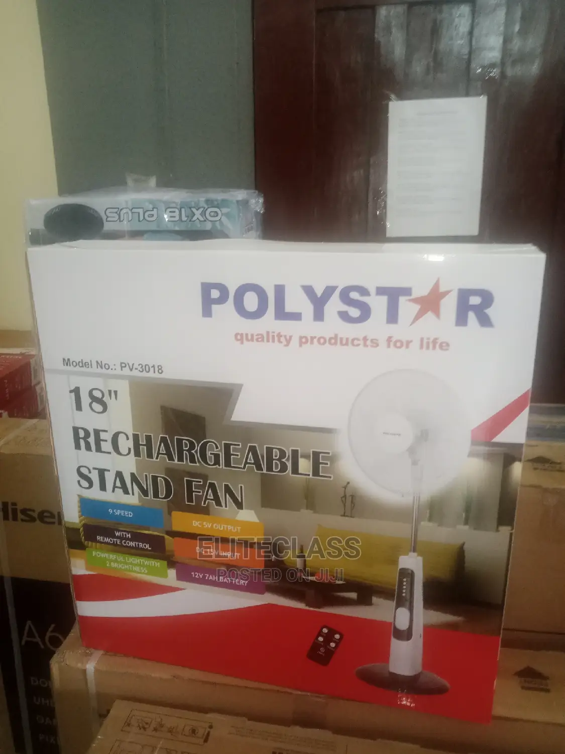 Polystar 18 Inches Rechargeable Standing Fan/Pv-3018