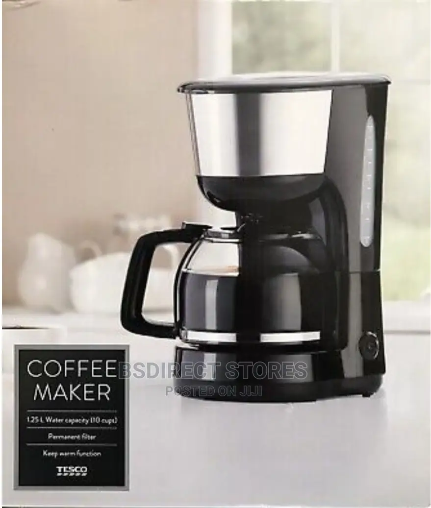 Tesco PCM15 Coffee Maker 1.25L Black 1000w. 10 Cup Capacity