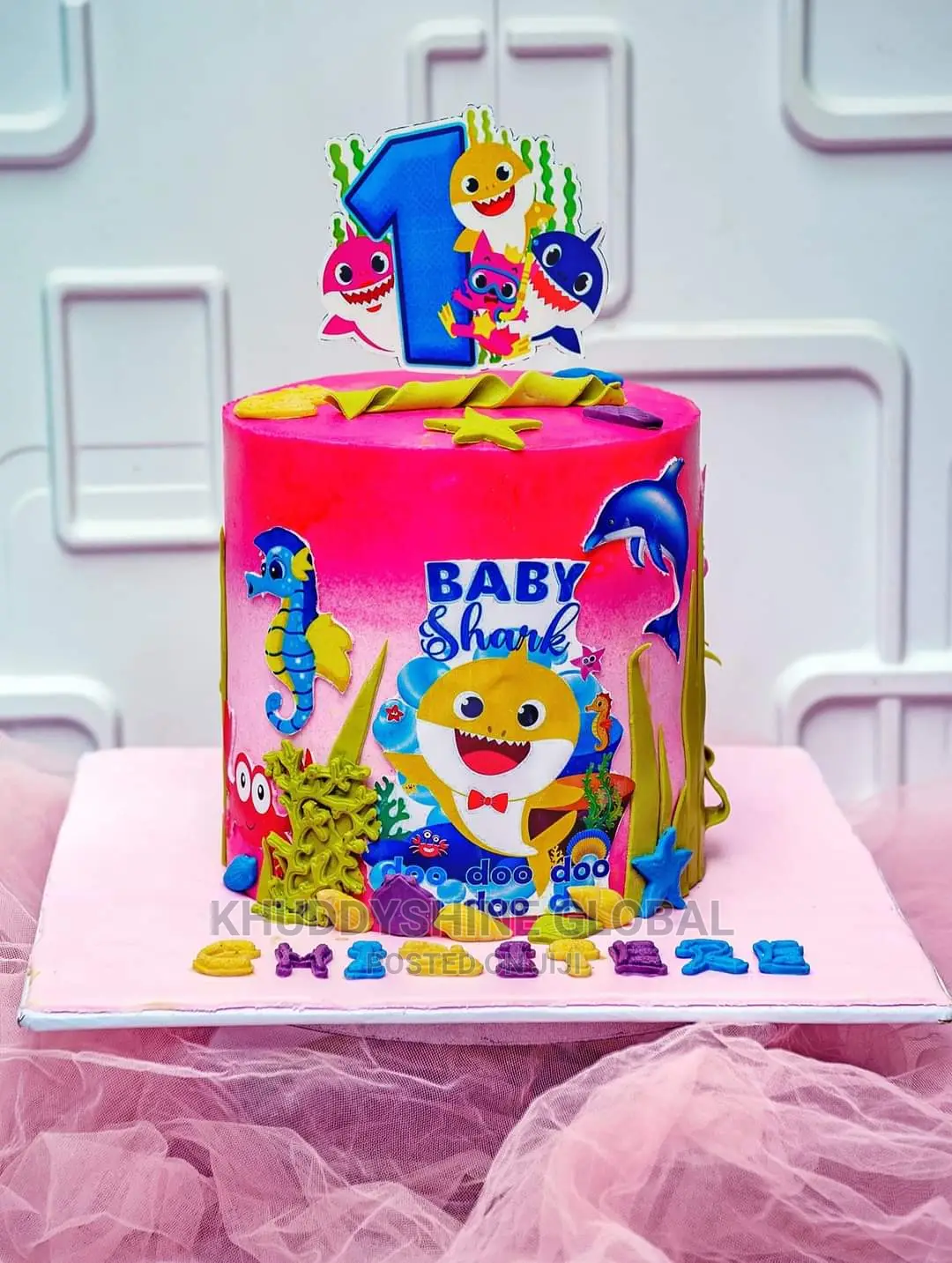 Baby Shark Character Birthday Cake for Kids