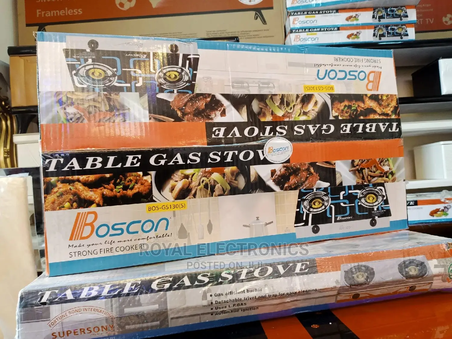 Authentic Boscon Glass Top Double Burner Gas Cooker