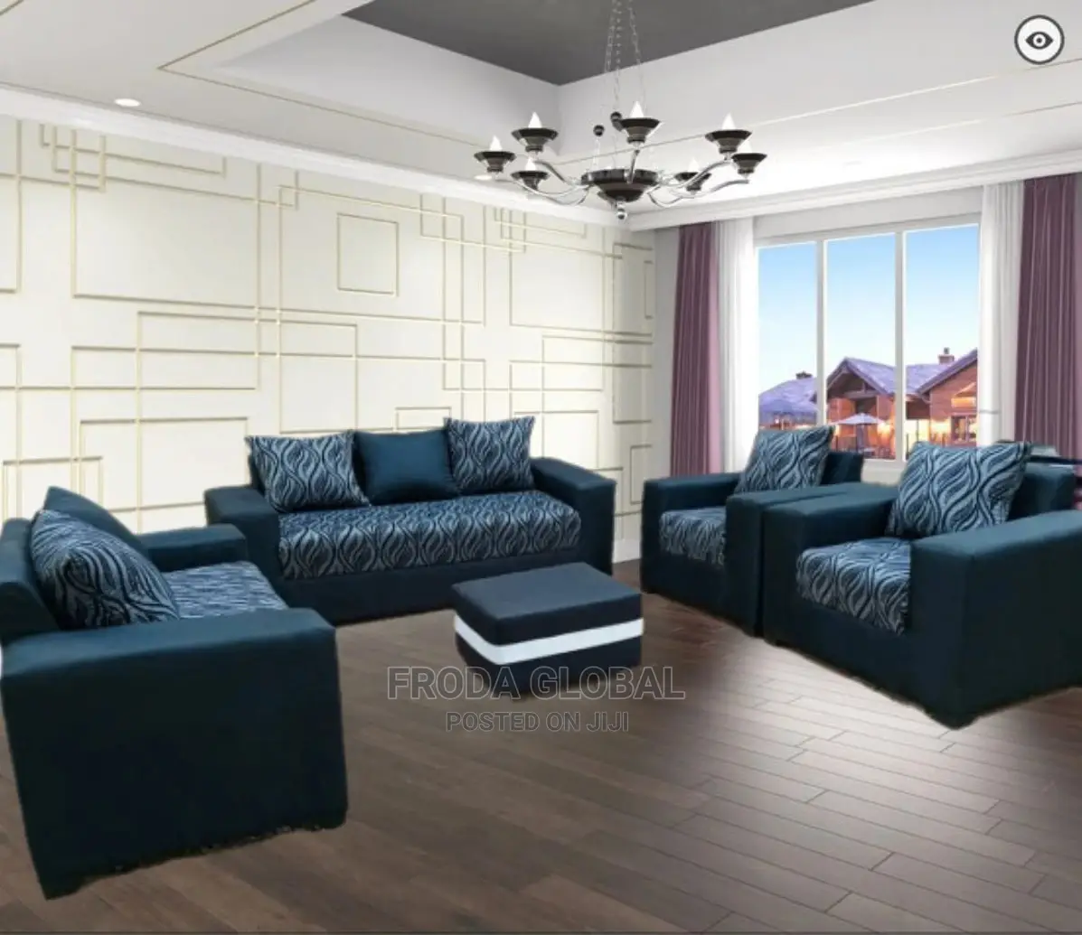 7-Seaters Sofa Chairs With Pillows,Puffy Table. Fabric Couch. Robi1
