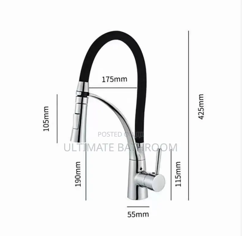 Black And Chrome Flexible Kitchen Faucet