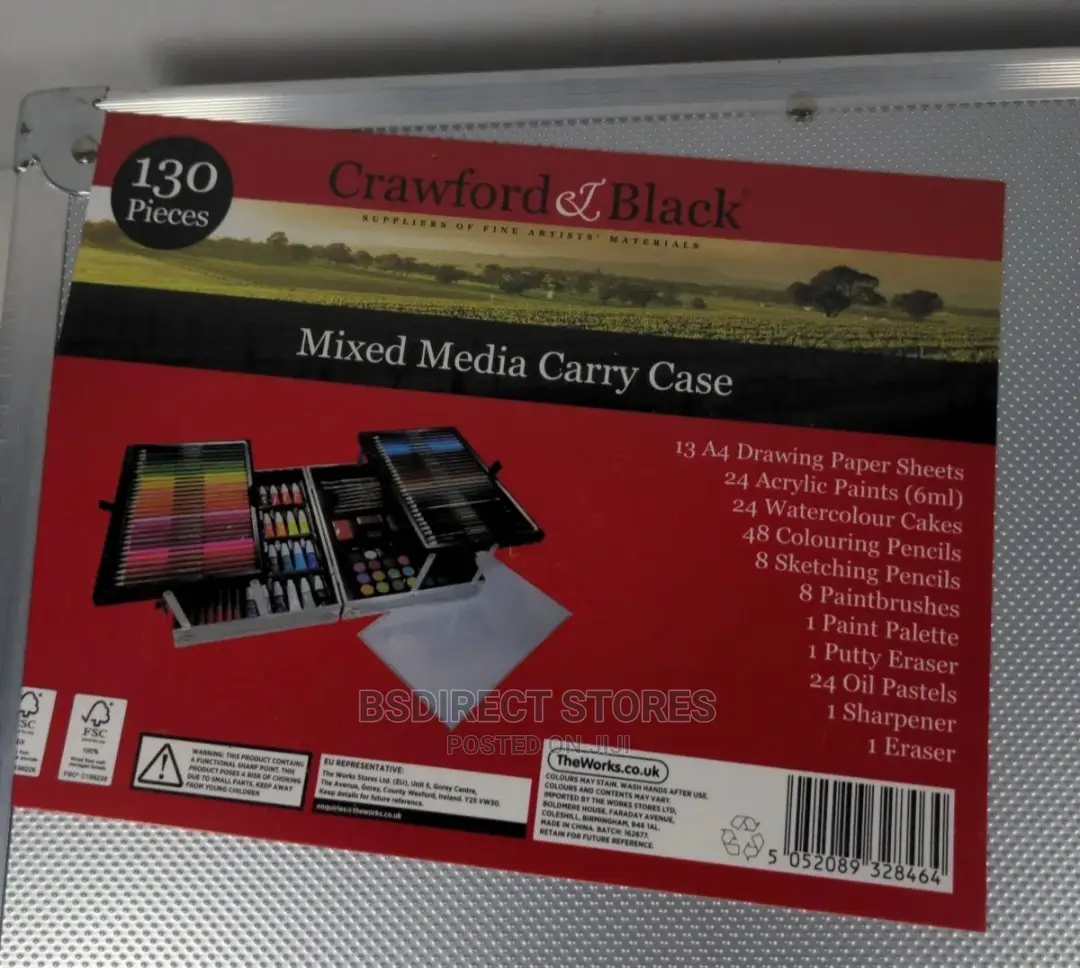Crawford and Black 130 Piece Mixed Media Carry Case Set