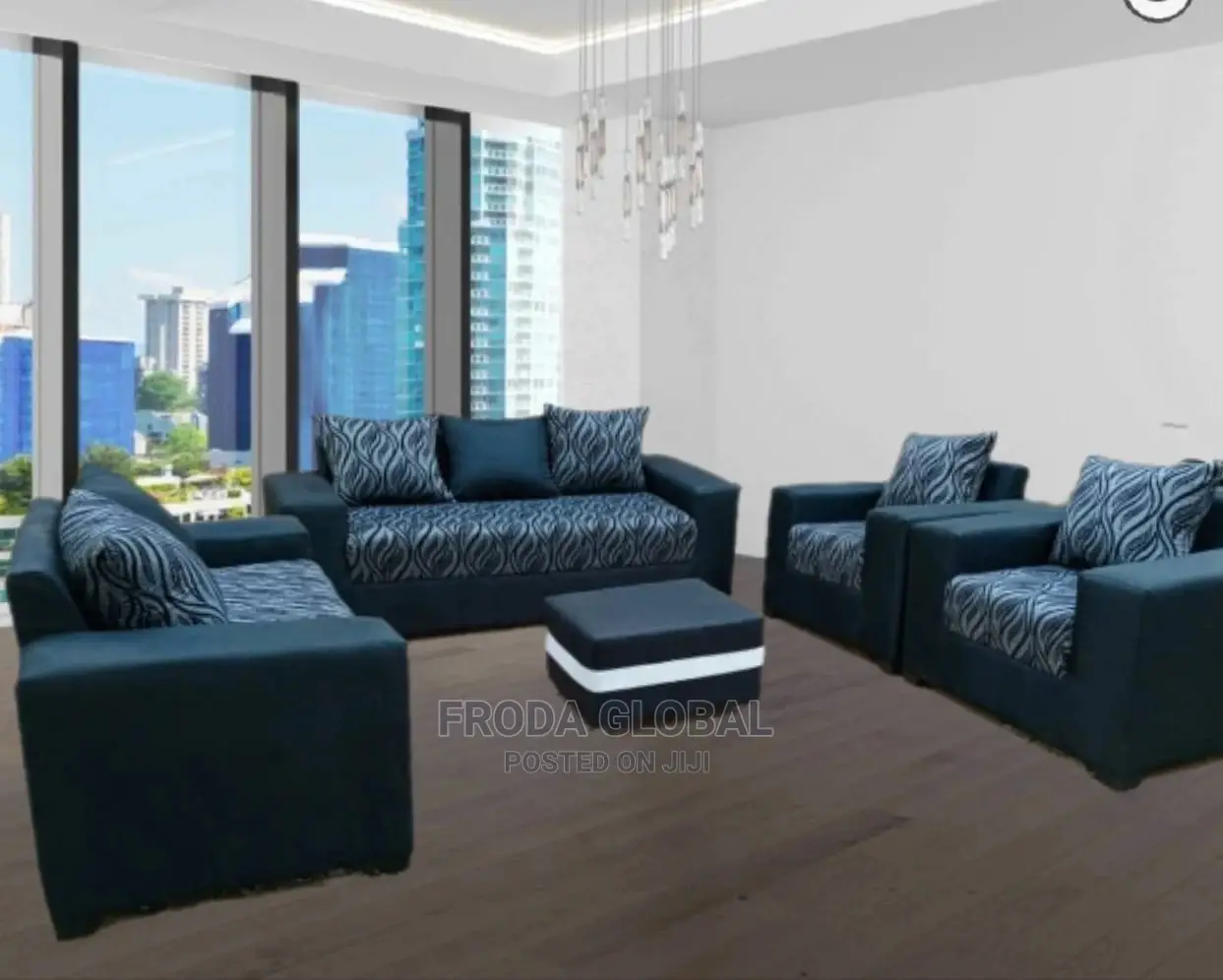 7-Seaters Sofa Chairs With Pillows,Puffy Table. Fabric Couch. Lga03