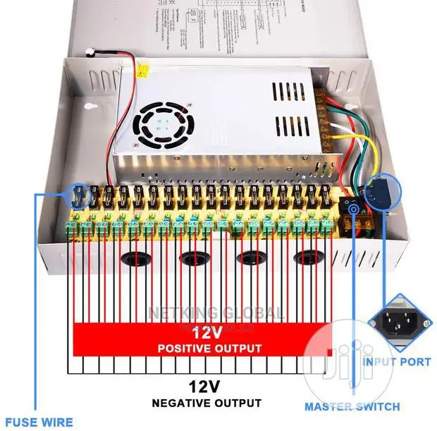 18 Channel CCTV Power Supply DC 12V. With Splitter Fuse Box