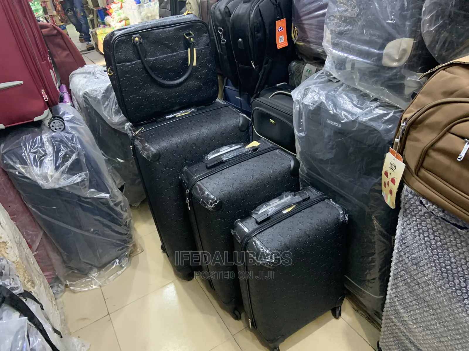 Set of Imported Quality Black Lv Traveling Luggage