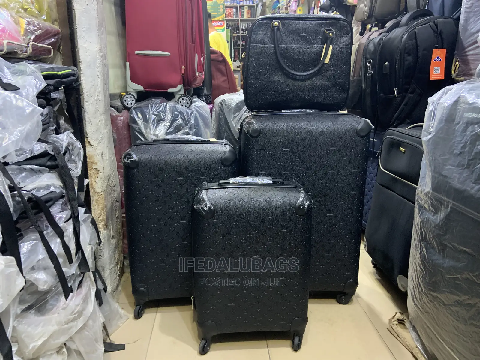 Set of Imported Quality Black Lv Traveling Luggage