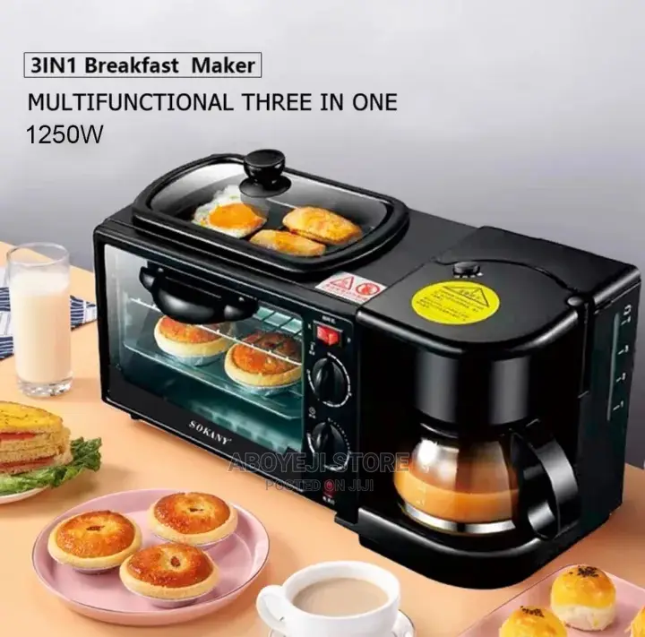 3in1 Breakfast Multipurpose Oven Coffee Maker Frying Pan