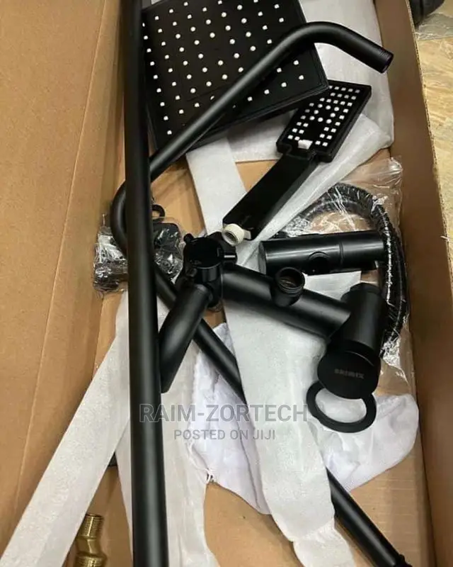 Anti-Rust Black Steel Standing Shower