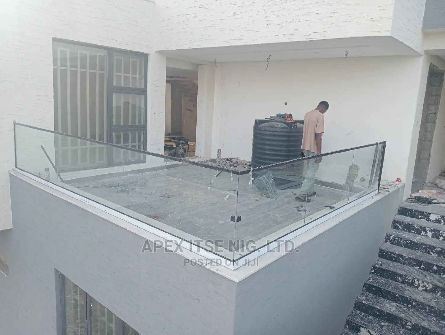 Glass Railings With Black Base and Top Holder