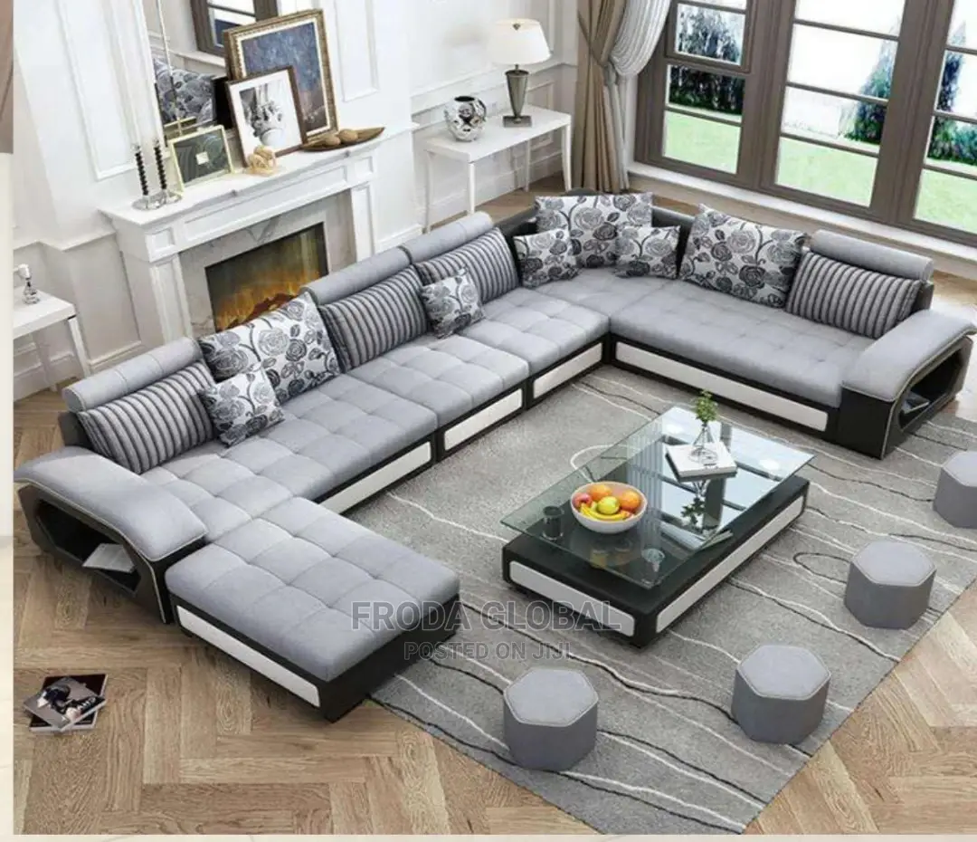 U-Shaped Sofa Chairs With Table and Stools. 9 Seates Couch. Lis09