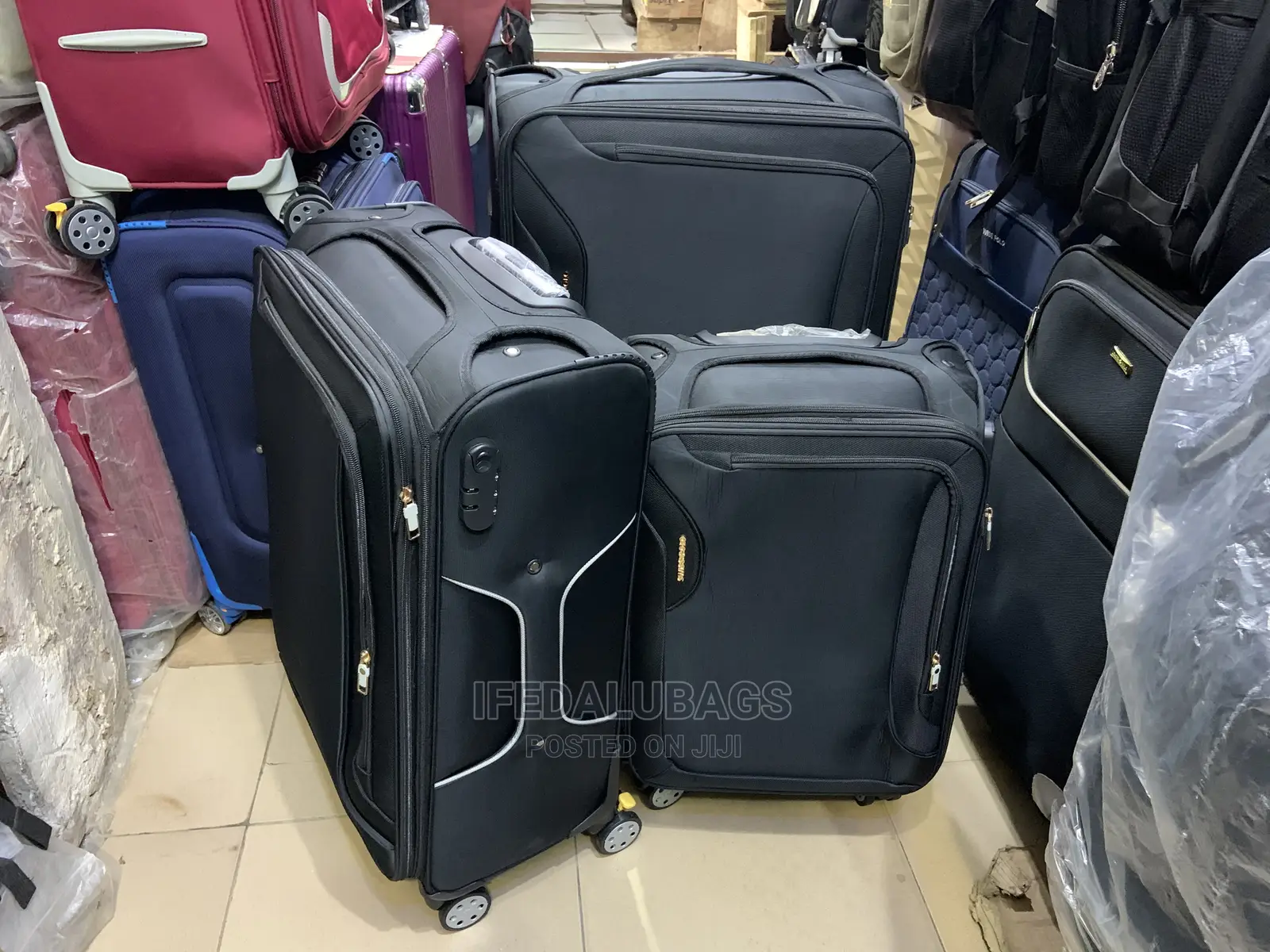 Set of Quality Black Swiss Polo Traveling Luggage