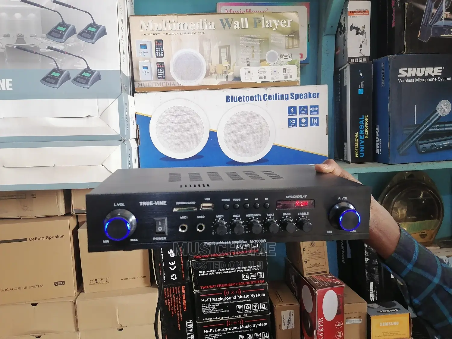 2 Zone Ceiling Speakers Amplifier With USB, and Bluetooth