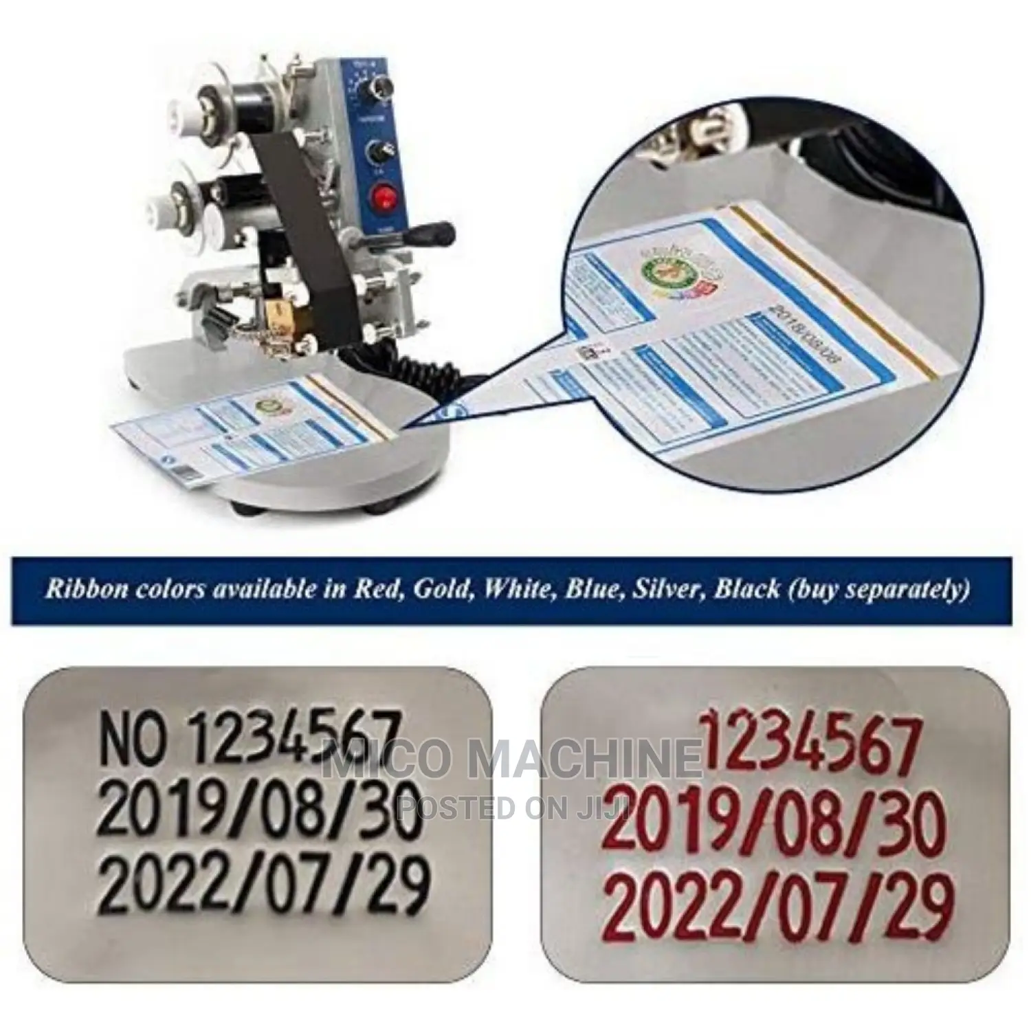 Expiry Date Coding Machine Batch Code Ribbon Printer