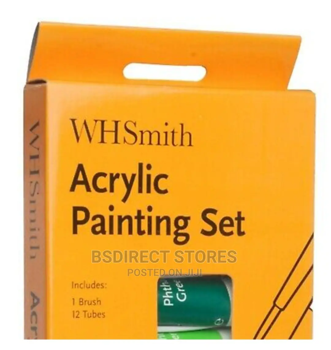Whsmith Acrylic Paints 12ml Quick Drying Pack Of 12 + Brush