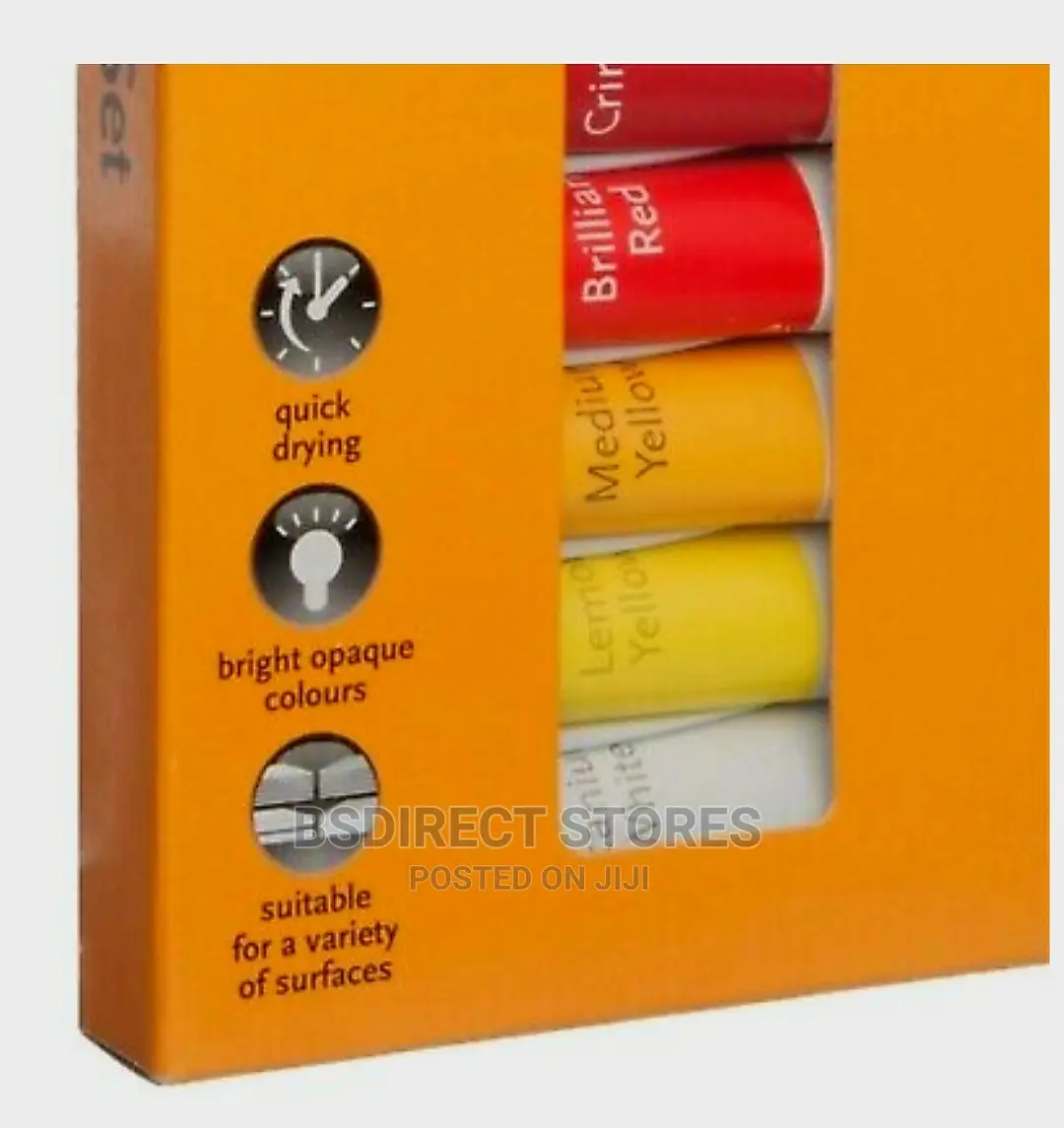 Whsmith Acrylic Paints 12ml Quick Drying Pack Of 12 + Brush