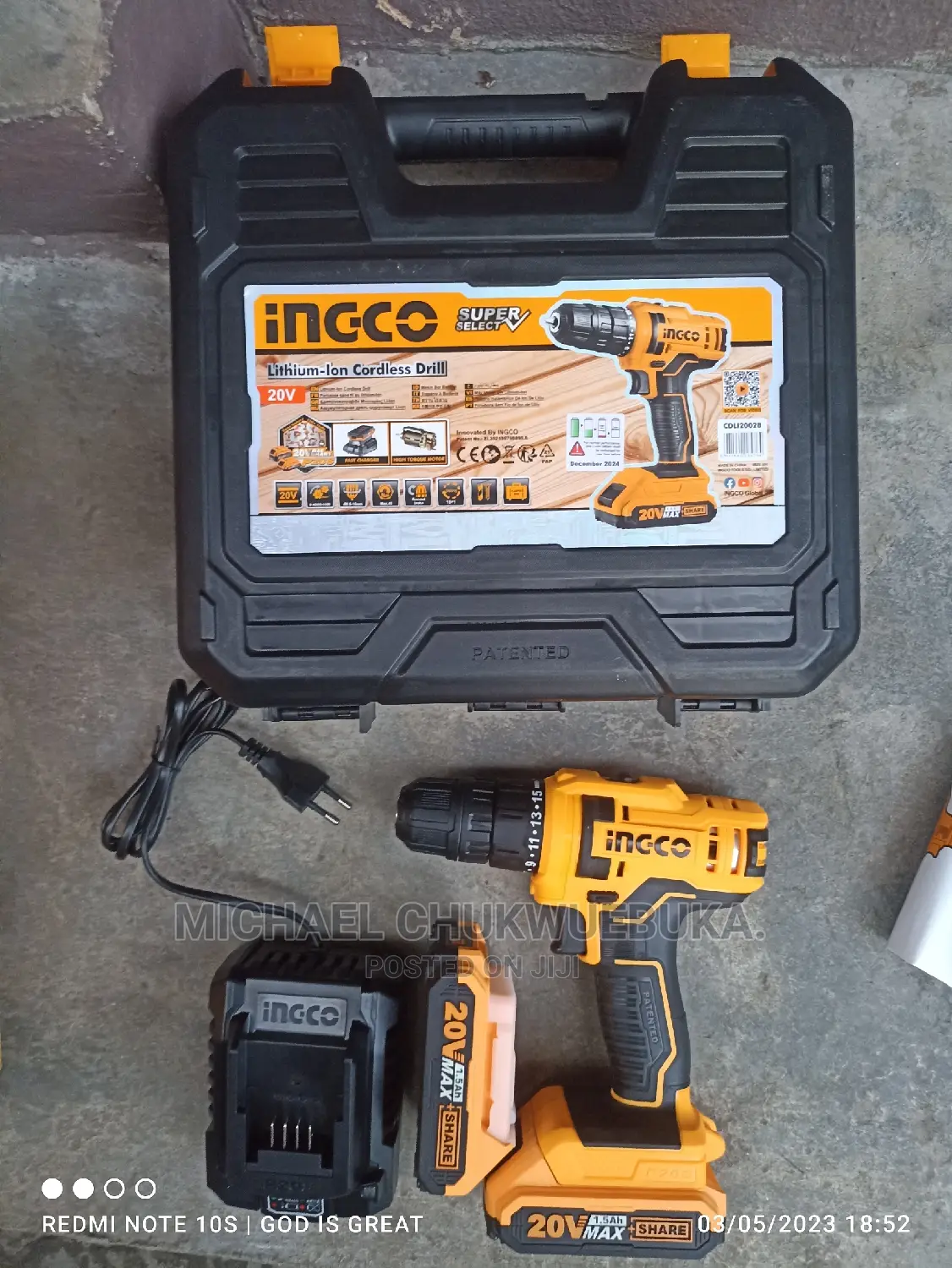 Ingco Lithium Cordless Drilling Machine 20v