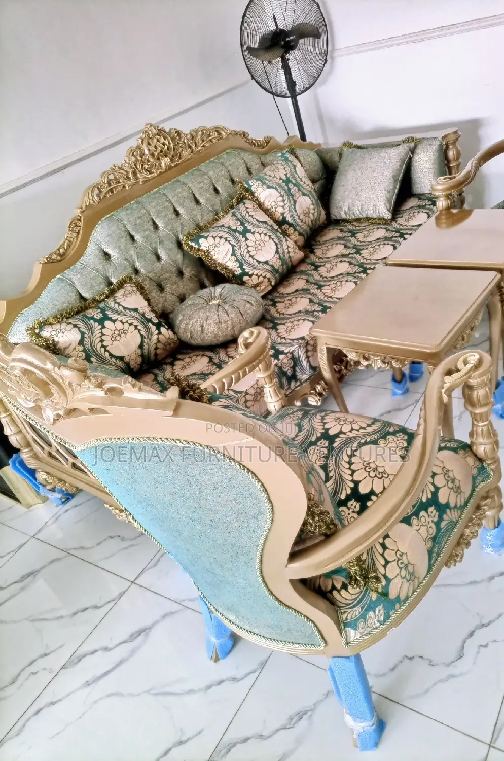 Luxury 8 Seater Living Room Fabric Made Royal Sofa Chair.