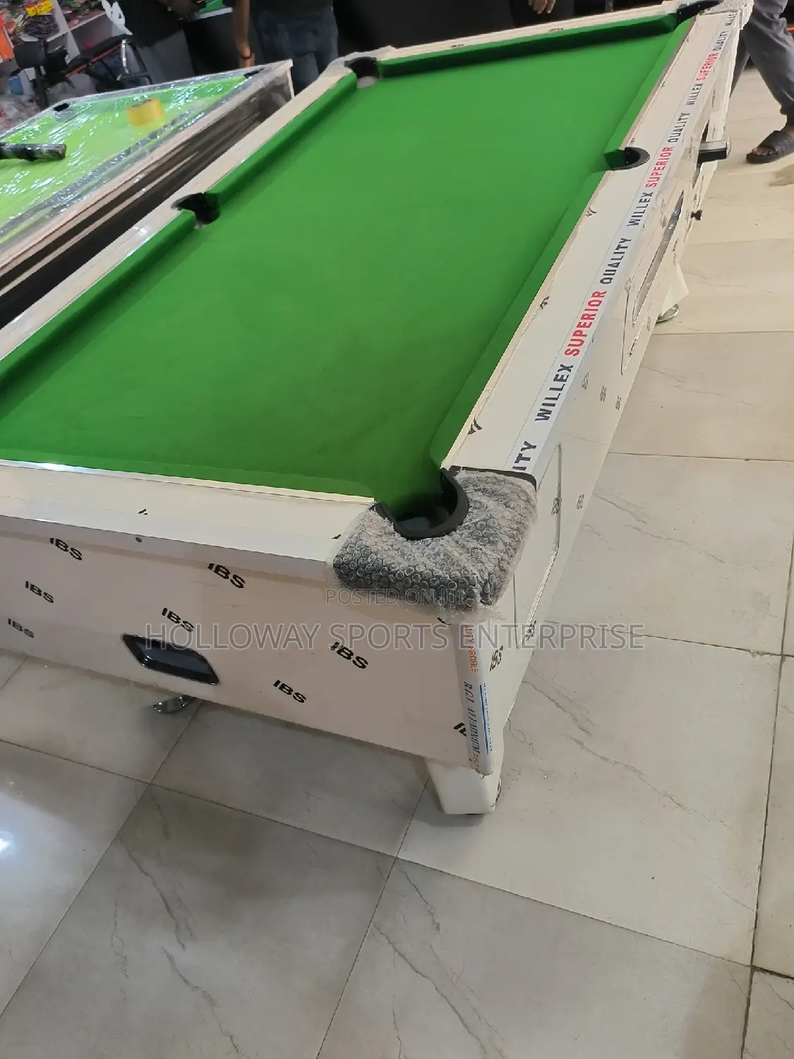 Green Marble Top And Coin Snooker Table White Gloss
